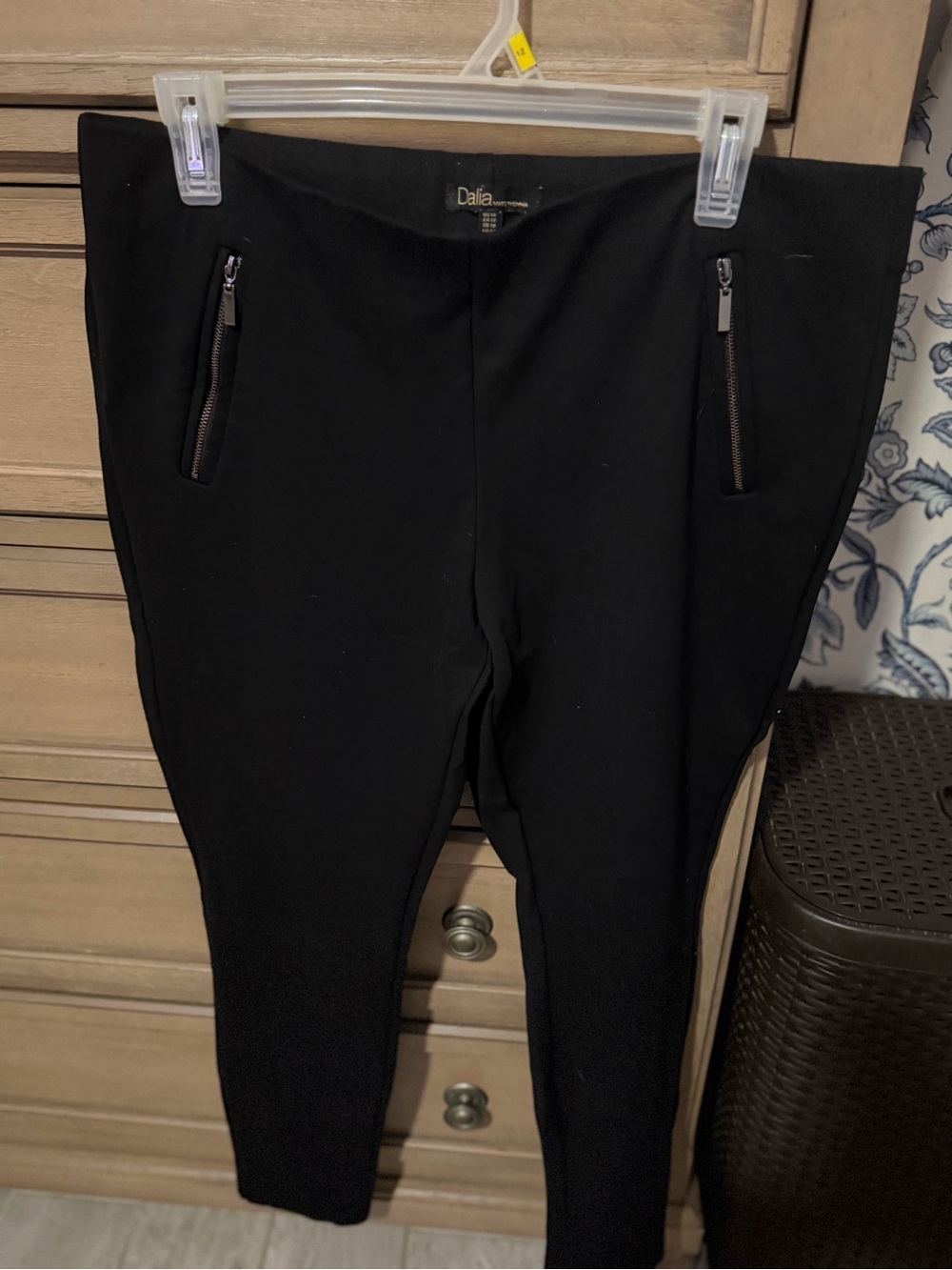Dalia Black Zip-Pocket Stretch Trousers